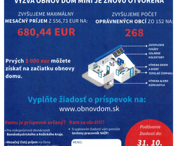 Aktuality / OBNOV DOM mini2 - Získajte až 10 000 eur na obnovu svojho domu - foto